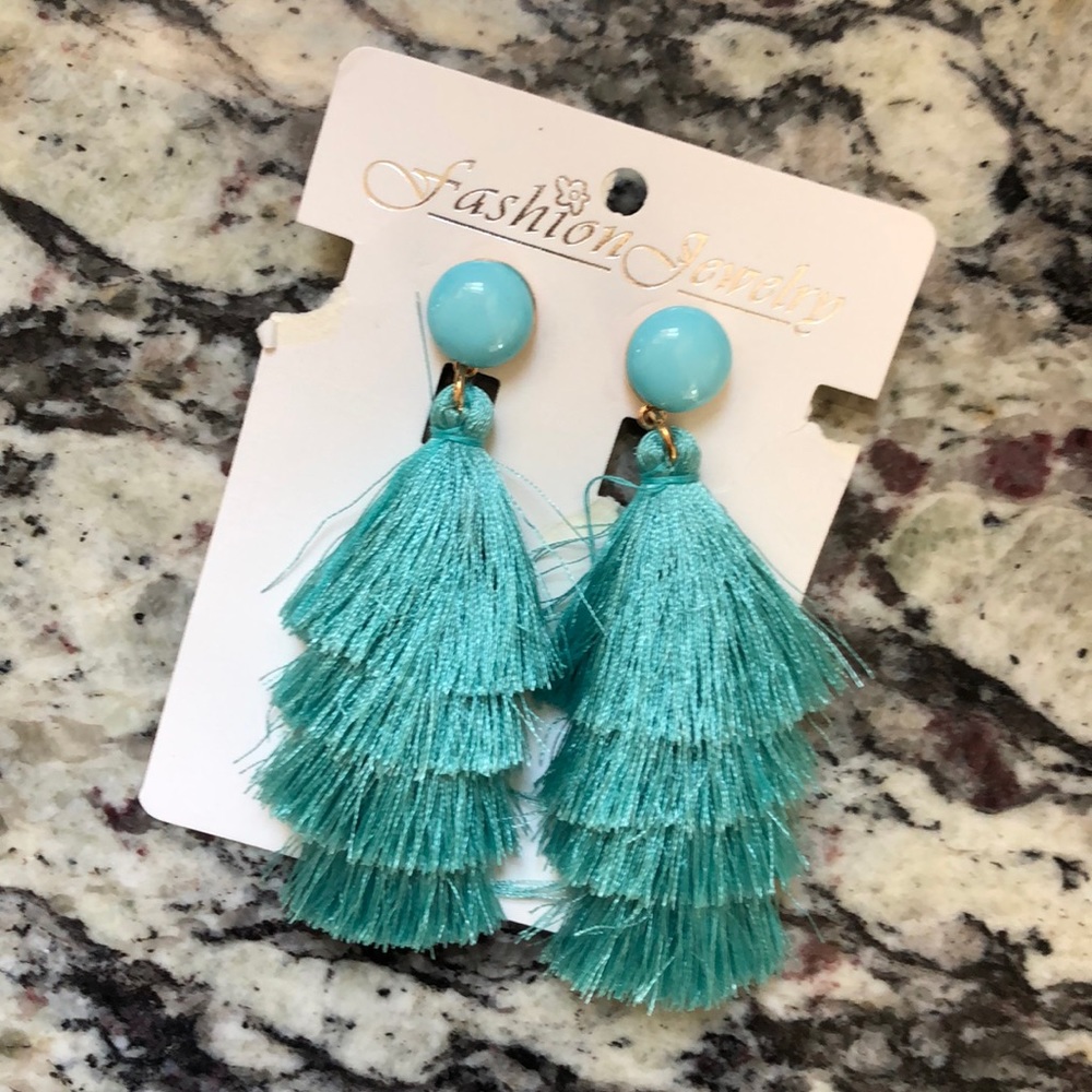 Teal bauble earrings